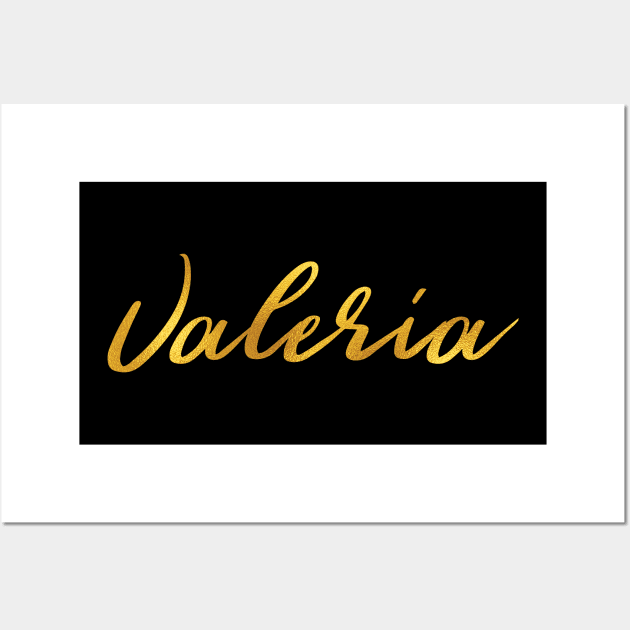 Valeria Name Hand Lettering in Faux Gold Letters Wall Art by Pixel On Fire